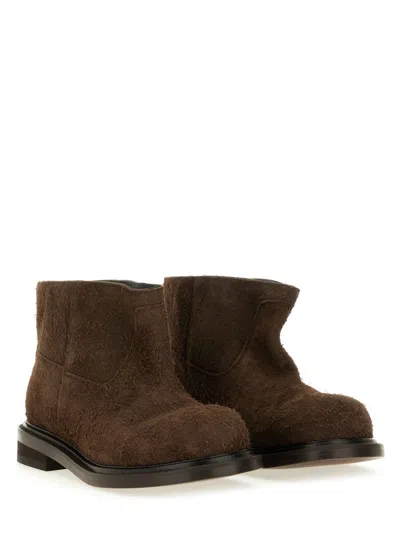 Moschino Ankle Boots With Round Toe And Flat Sole In Brown