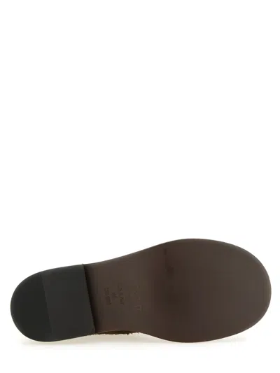 Moschino Ankle Boots With Round Toe And Flat Sole In Brown
