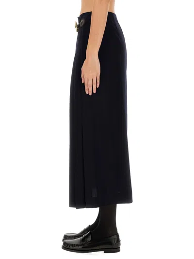 Moschino High Waist Pleated Midi Skirt Toggle In Black