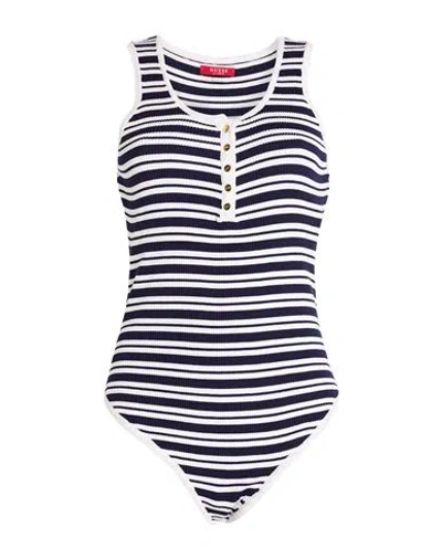 Guess Woman Bodysuit Navy Size L Viscose, Polyamide In Blue