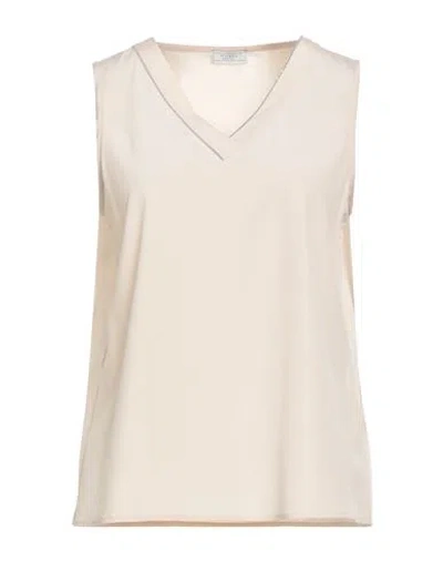 Peserico Woman Top Beige Size 6 Silk, Elastane In Neutral