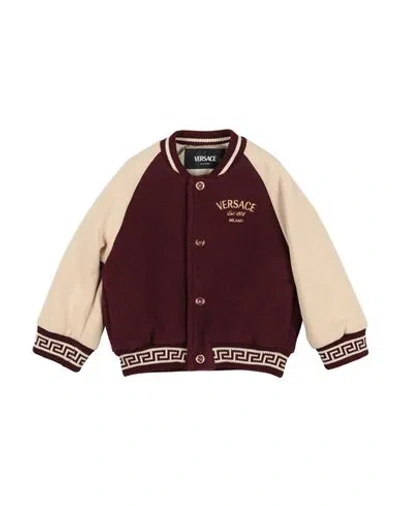 Versace Young Newborn Boy Jacket Burgundy Size 3 Wool, Polyamide, Cotton, Viscose, Polyester In Multi