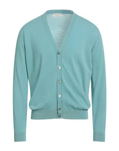 Filippo De Laurentiis Man Cardigan Turquoise Size 46 Cotton In Blue