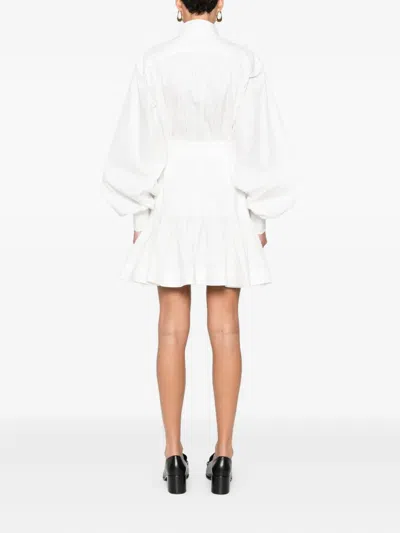 Zimmermann Belted Button-front Mini Dress In White