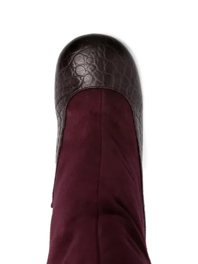 Chie Mihara 85mm Leather Crocodile-embossed Boots In Red