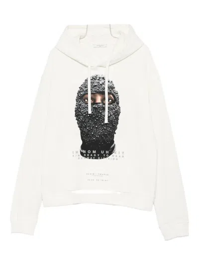 Ih Nom Uh Nit Balaclava-print Hoodie In White