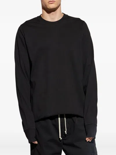Rick Owens Drkshdw Long Sleeve Crewneck Sweatshirt With Ribbed Cuffs In Black