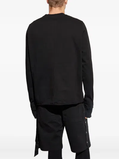 Rick Owens Drkshdw Long Sleeve Crewneck Sweatshirt With Ribbed Cuffs In Black