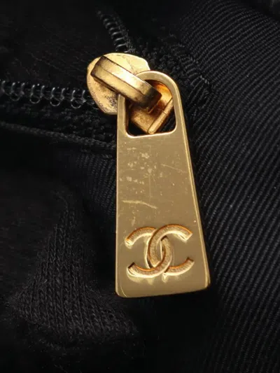 Pre-owned Chanel 2000-2002 Cc Caviar Wood Top Handle Tote Bag In Black