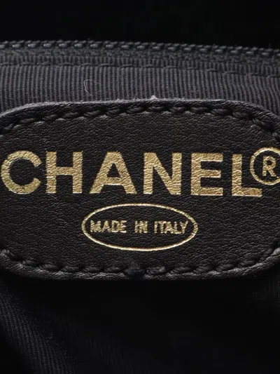 Pre-owned Chanel 2000-2002 Cc Caviar Wood Top Handle Tote Bag In Black