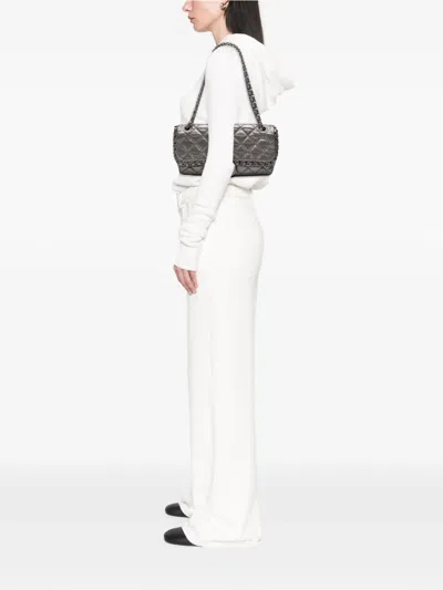 Pre-owned Chanel 2010-2011 Medium Quilted Metallic Aged Calfskin Chain Me Flap Shoulder Bag In Gray