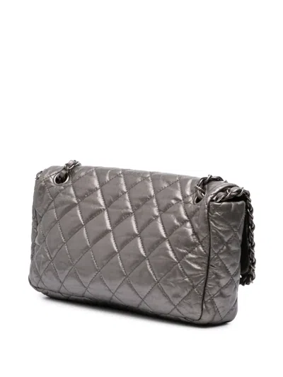 Pre-owned Chanel 2010-2011 Medium Quilted Metallic Aged Calfskin Chain Me Flap Shoulder Bag In Gray