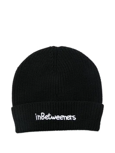 Inbetweeners Embroidered-bear Beanie In Black