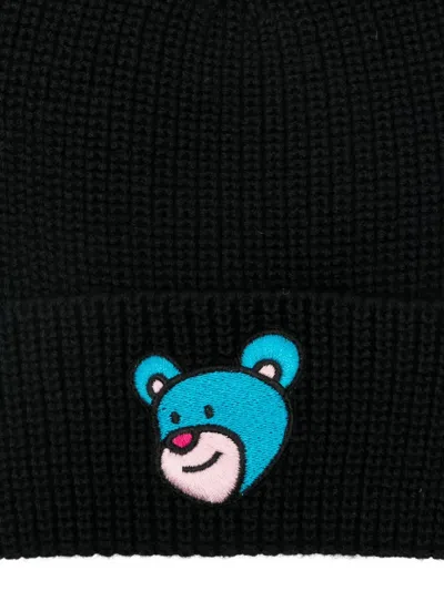 Inbetweeners Embroidered-bear Beanie In Black