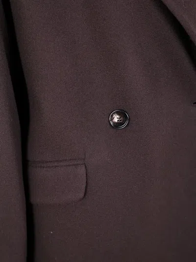 Tagliatore Double-breasted Coat Featuring Flap Pockets In Brown