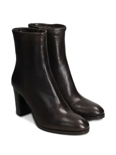 Julie Dee 75mm Leather Zip-fastening Block-heel Ankle Boots In Brown