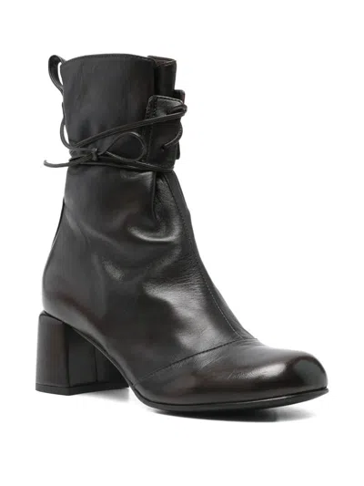 Lorena Paggi 60mm Lace-up Block-heel Boots In Brown