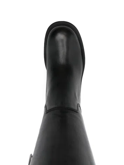 Hogan Knee-high Boots With Chunky Sole And Pull Tab In Black