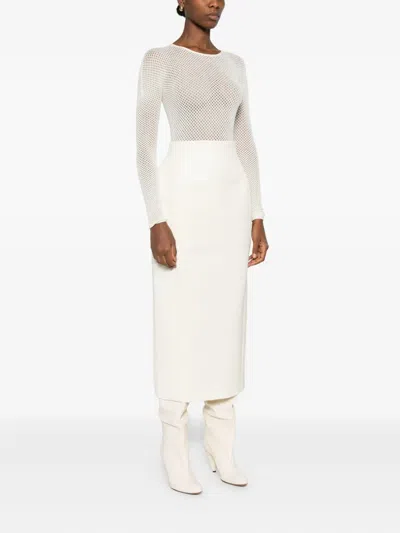 Wardrobe.nyc Mesh-knit Bodysuit In White