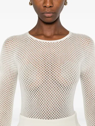 Wardrobe.nyc Mesh-knit Bodysuit In White