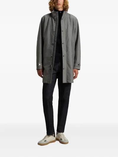Woolrich Herringbone-pattern Coat In Gray