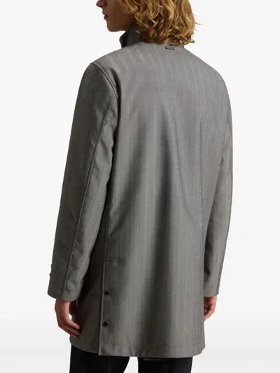 Woolrich Herringbone-pattern Coat In Gray