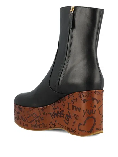 Chloé Graphic Print Ankle Boots With Platform Sole In Black
