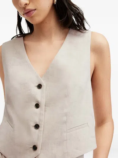 Allsaints Button-front Waistcoat In Neutral