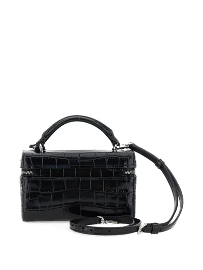 Michael Michael Kors Black Vanity Bag With Logo Lettering On The Front In Crocodile Effect Leather Woman In Black
