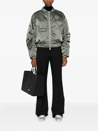 Canada Goose Womens Sagebrush Jade Nylon Bomber Jacket Xs In Gray