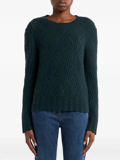 Etro Perforated Pattern Cashmere Sweater In Green
