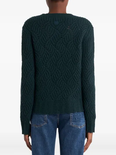 Etro Perforated Pattern Cashmere Sweater In Green