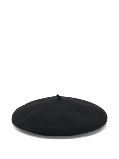Emporio Armani Round Wool Hat Embellished Design In Black