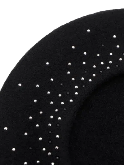 Emporio Armani Round Wool Hat Embellished Design In Black