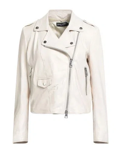 Street Leathers Woman Jacket Cream Size M Leather In White