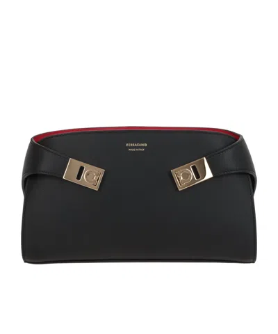 Ferragamo Small Structured Shoulder Bag With Adjustable Strap In Orange