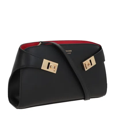 Ferragamo Small Structured Shoulder Bag With Adjustable Strap In Orange