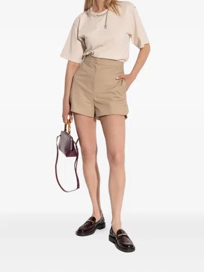 Sportmax Chain Detail Round Neck Short Sleeve Top In Neutral