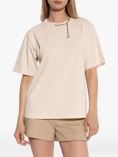 Sportmax Chain Detail Round Neck Short Sleeve Top In Neutral