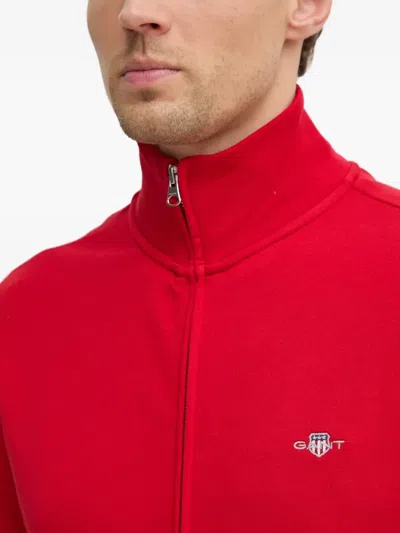Gant Embroidered-logo Sweatshirt In Red