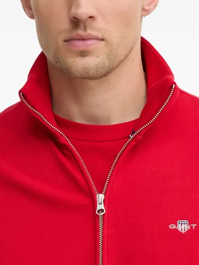 Gant Embroidered-logo Sweatshirt In Red