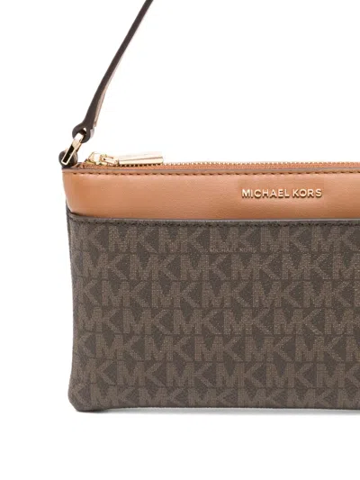 Michael Kors Jet Set Small Top Zip Convertible Wristlet In Brown