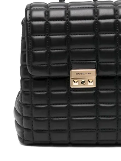 Michael Kors Tribeca Small Quilted Leather Backpack In Black