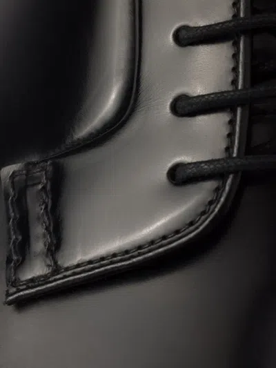 Prada Lace-up Leather Derbies In Black