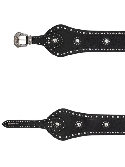 Dsquared2 Studded Leather Belt In Black