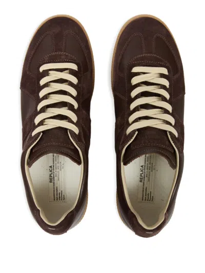 Maison Margiela Dark Brown Replica Sneakers In Black