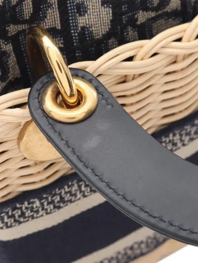 Pre-owned Dior 2022-2025 Mini Oblique Wicker Lady  Satchel In Brown