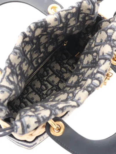 Pre-owned Dior 2022-2025 Mini Oblique Wicker Lady  Satchel In Brown