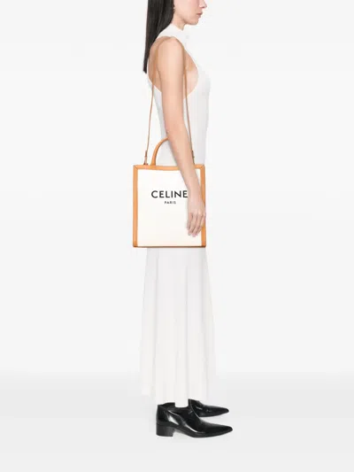 Pre-owned Celine 2021 Small Canvas Vertical Cabas Satchel In Brown