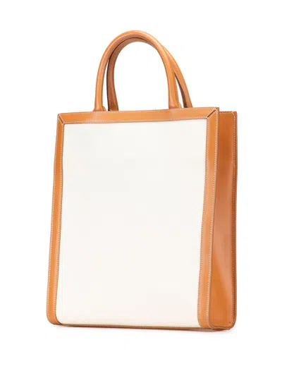 Pre-owned Celine 2021 Small Canvas Vertical Cabas Satchel In Brown